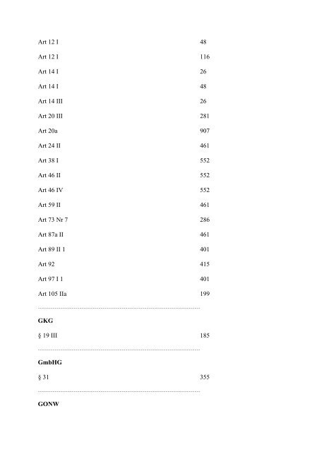 Gesetzesverzeichnis 2000 AGBG Â§ 9 I 622 AktG Â§ 291 ... - Ja-Aktuell