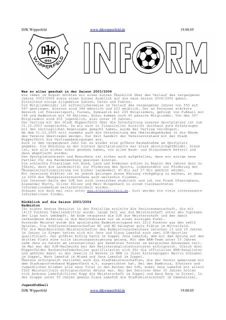 DJK Inform 2004 - DJK Wipperfeld