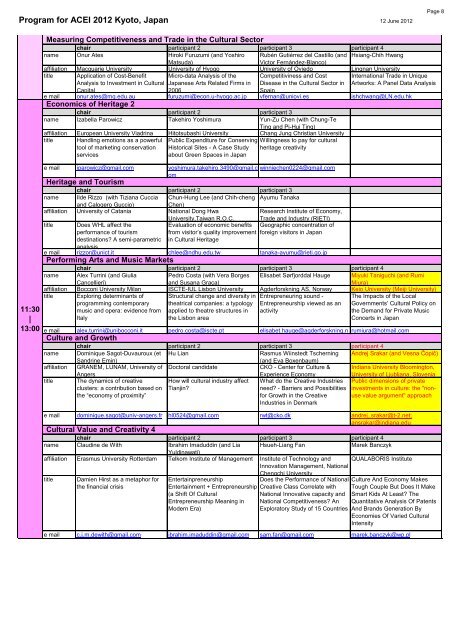 Program For ACEI 2012 Kyoto, Japan