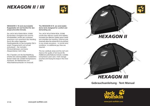 HEXAGON II / III sind sturmstabile Kuppelzelte mit ... - Jack Wolfskin
