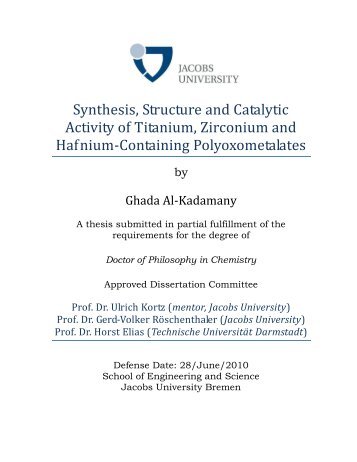 Synthesis, Structure and Catalytic Activity of ... - Jacobs University