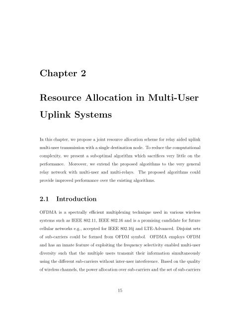 Resource Allocation in OFDM Based Wireless Relay Networks ...