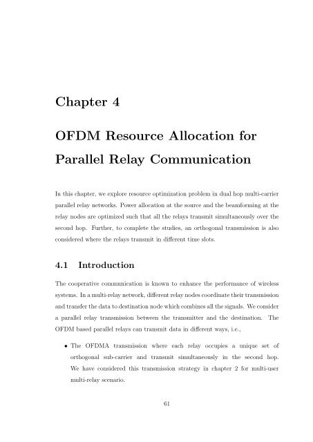 Resource Allocation in OFDM Based Wireless Relay Networks ...