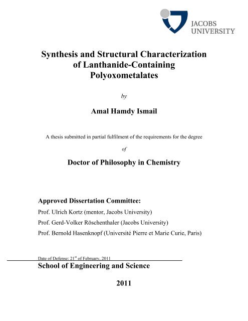 Synthesis and Structural Characterization of ... - Jacobs University