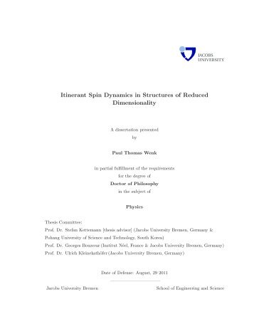 Itinerant Spin Dynamics in Structures of ... - Jacobs University