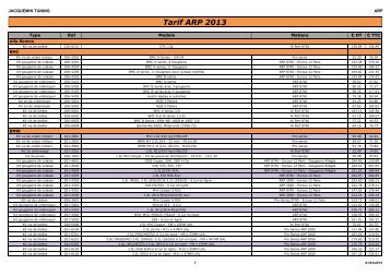 Tarif ARP 2013 - Jacquemin Tuning