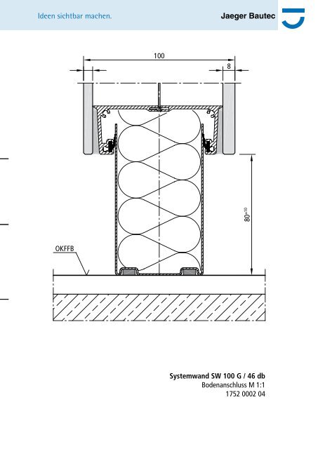 Systemwand SW 100 G / 46 db Bodenanschluss M ... - Jaeger Bautec