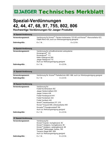 Technisches Datenblatt - Paul Jaeger GmbH & Co. KG