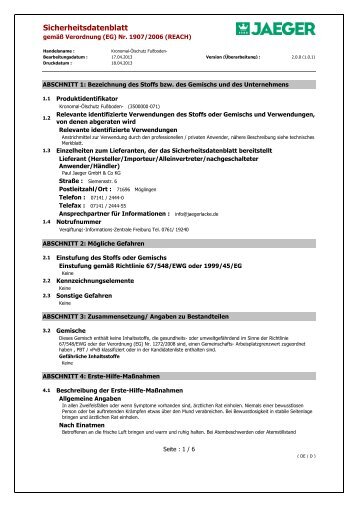 Sicherheitsdatenblatt - Paul Jaeger GmbH & Co. KG