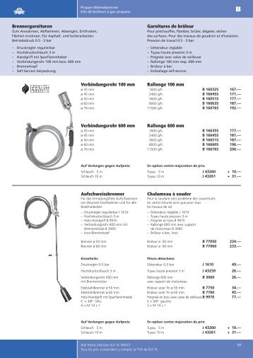 Brennergarnituren Garnitures de brÃ»leur Verbindungsrohr 100 mm ...