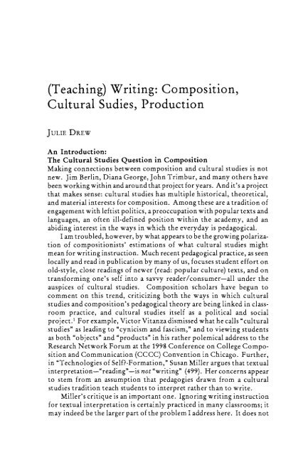 (Teaching) Writing: Composition, Cultural Studies ... - JAC Online
