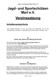 Jagd- und SportschÃ¼tzen Marl eV Vereinssatzung Inhaltsverzeichnis