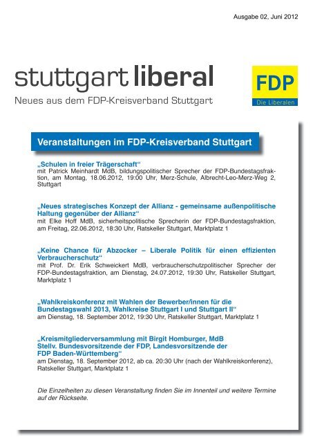 Veranstaltungen im Fdp-Kreisverband Stuttgart