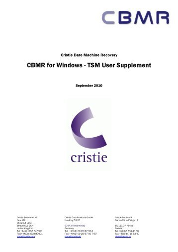 CBMR for Windows - TSM User Supplement - Cristie Data Products ...