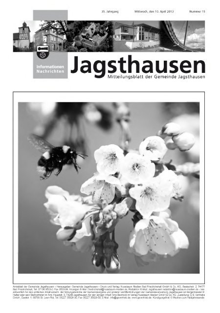 Mitteilungsblatt vom 10.04.2013 - in der Gemeinde Jagsthausen