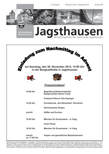 Nr. 2013/48 - Mitteilungsblatt vom 27.11.2013 - in der Gemeinde ...