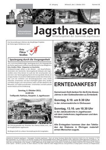ERNTEDANKFEST - in der Gemeinde Jagsthausen