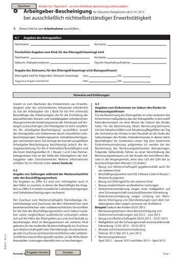 Arbeitgeberbescheinigung - Elterngeld