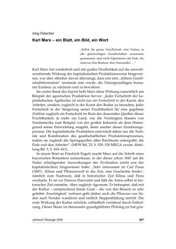Karl Marx â ein Blatt, ein Bild, ein Wort - Jahrbuch Ãkologie