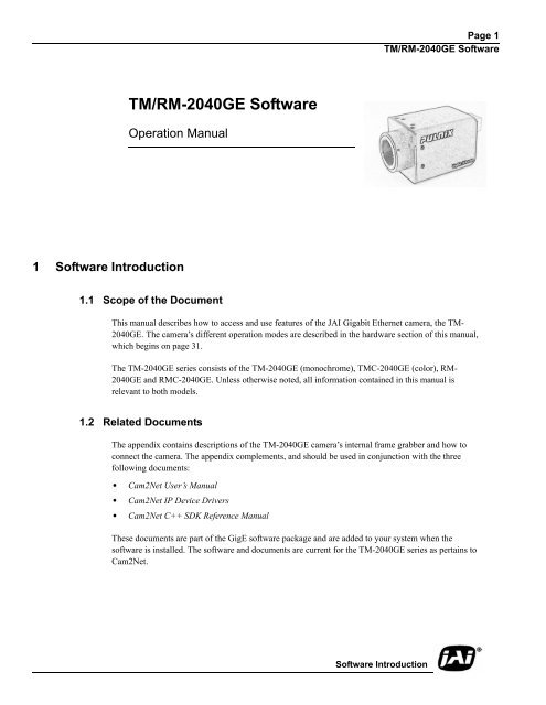 TM/TMC/RM/RMC-2040GE Progressive Scan Cameras - JAI Pulnix