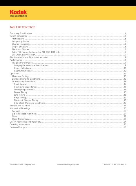 Image sensor datasheet (PDF)