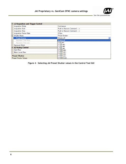 Differences between JAI proprietary and GenICam SFNC camera ...