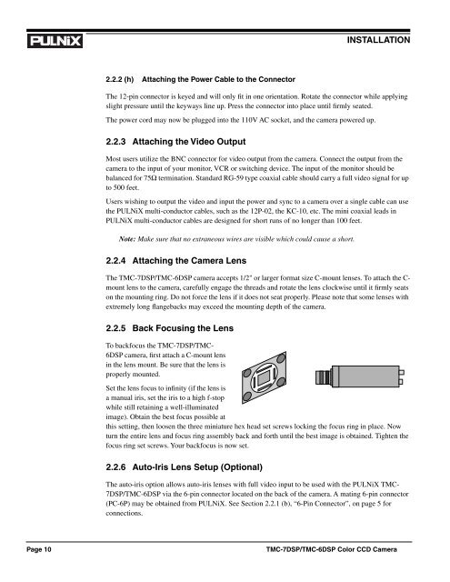 TMC-7DSP/TMC-6DSP Color CCD Camera ... - Site ftp Elvitec