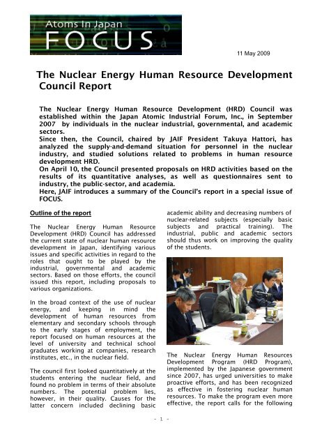 The Nuclear Energy Human Resource Development Council Report