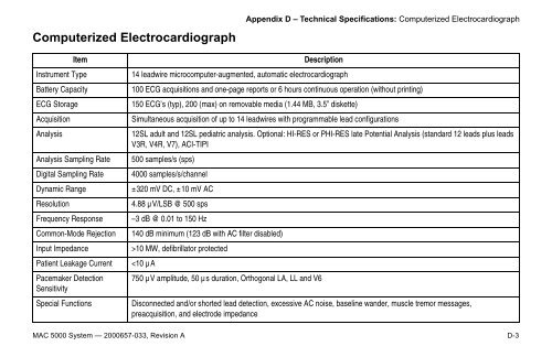 MAC 5000 Resting ECG Analysis System ... - Jaken Medical...