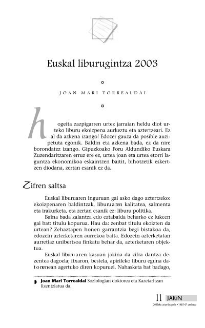 Euskal liburugintza 2003 - Jakin
