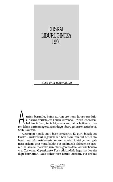 EUSKAL LIBURUGINTZA 1991 - Jakin