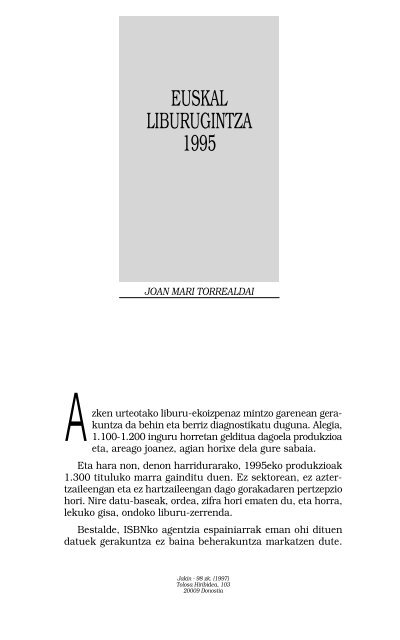 EUSKAL LIBURUGINTZA 1995 - Jakin