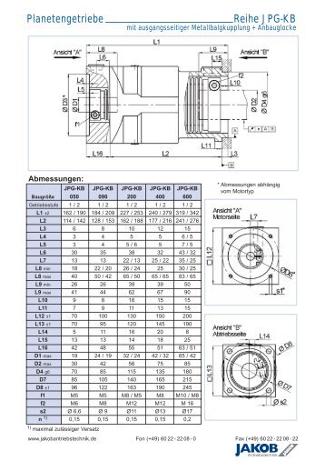 Planetengetriebe Reihe JPG-KB - Jakob GmbH & Co ...