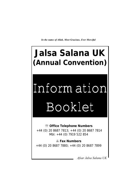 Visitors Information Booklet - Jalsa Salana