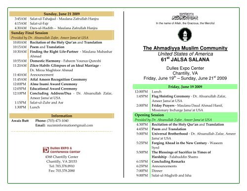 Jalsa Salana USA 09 Program