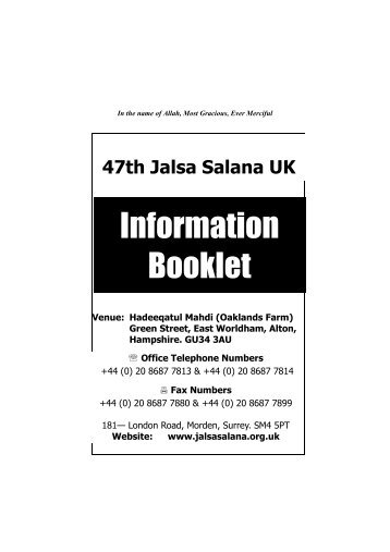 Download Information Booklet - Jalsa Salana