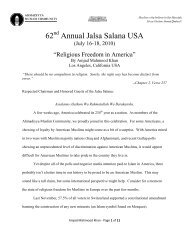 Religious Freedom in America - Jalsa Salana USA 2010