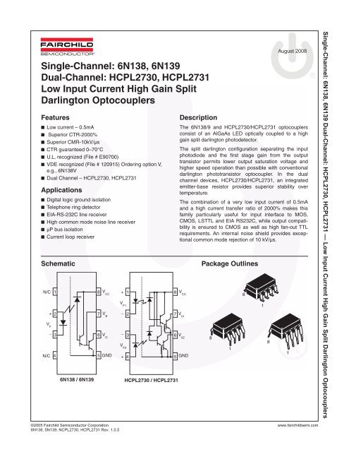 2.5 kV 60 mA 500 /% 1 Channel Darlington Output DIP 5 X Optocoupler 4 Pins