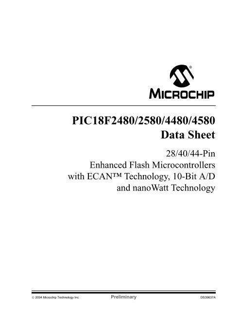 PIC18F2480/2580/4480/4580 Data Sheet - Microchip