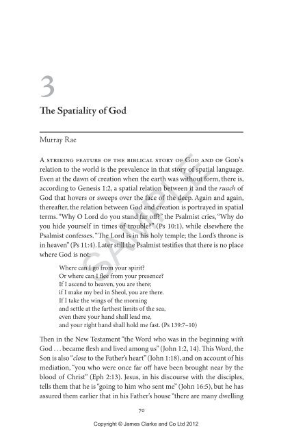Chapter 3: The Spatiality of God - James Clarke and Co Ltd