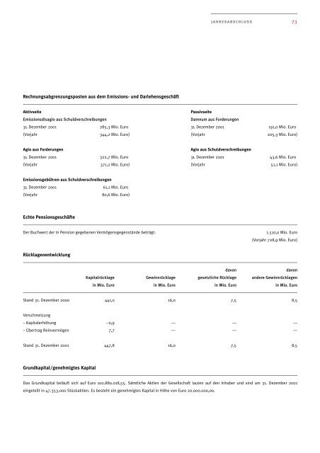 Geschäftsbericht AHBR 2001 - Corealcredit Bank AG