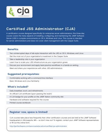 Certified JSS Administrator (CJA) Course Description - JAMF Software