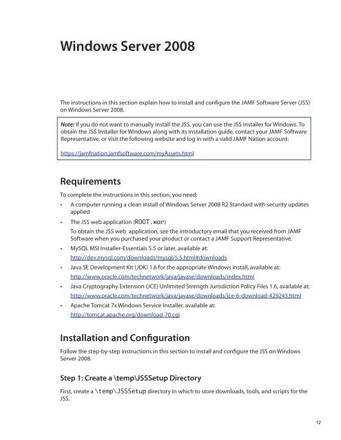 Manually Installing the JAMF Software Server