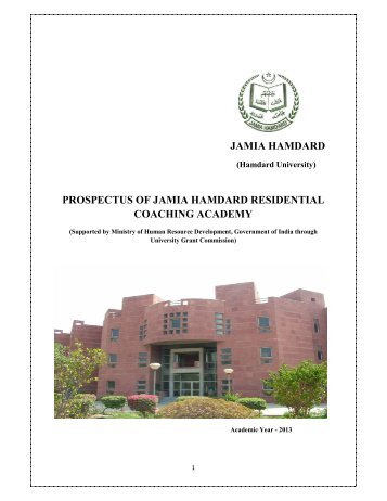 prospectus JHRCA, HAMDARD 2 - Jamia Hamdard
