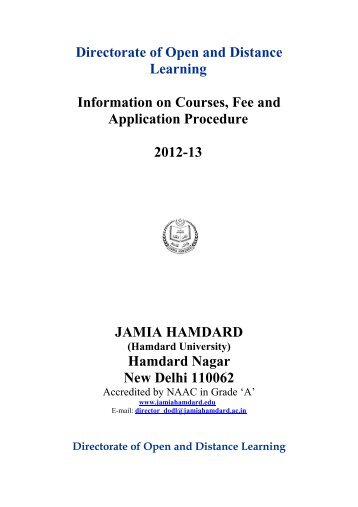 Directorate of Open and Distance Learning ... - Jamia Hamdard