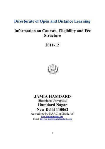 DODL Academic Programmes 2011 - Jamia Hamdard