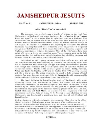 August - Jamshedpur Jesuits