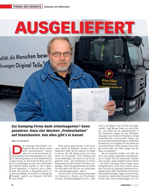 Zur Dumping-Firma dank Arbeitsagentur? Kann ... - transportreport.de