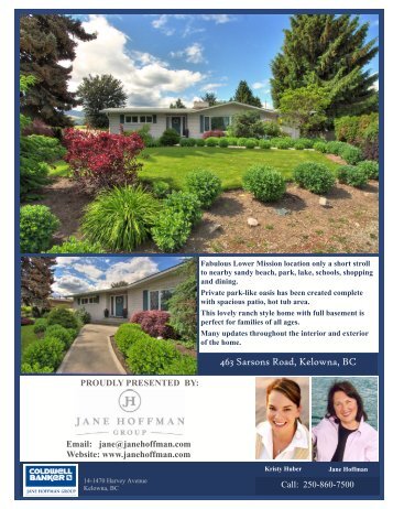 463 Sarsons Road, Kelowna, BC - Jane Hoffman