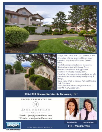 318-2300 Benvoulin Street- Kelowna, BC - Jane Hoffman